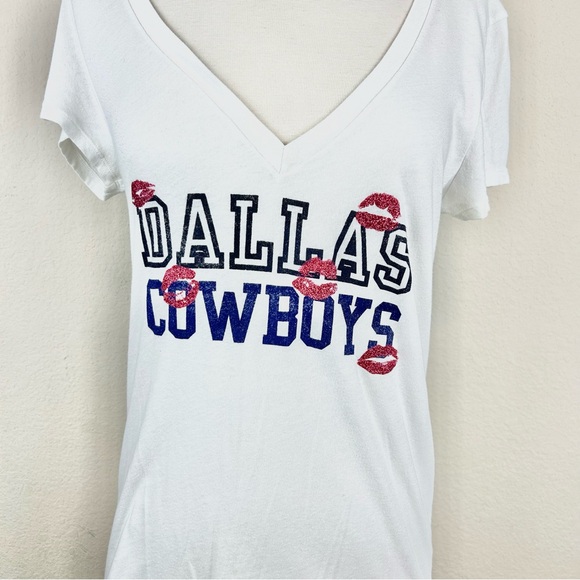 Pink Victoria Secret Dallas Cowboys White V-Neck Top - Picture 2 of 7